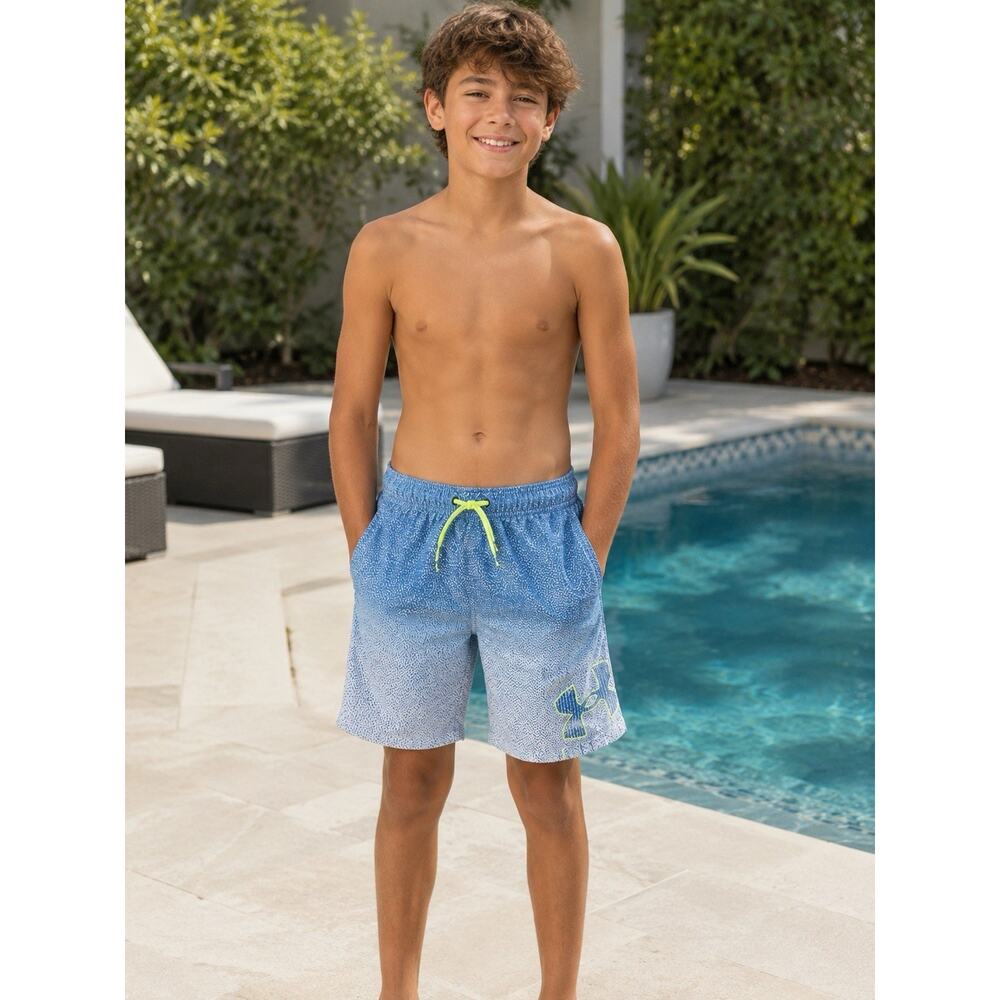 Under Armour Boys youth swim trunks xl Blue Athletic Beach Pool